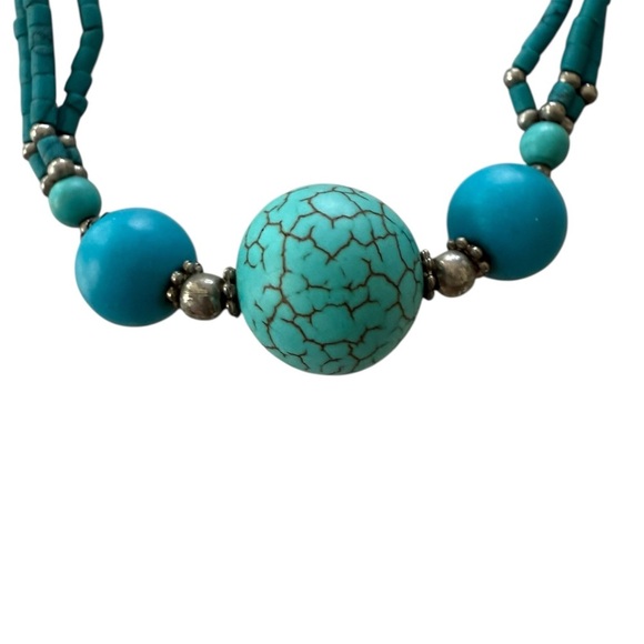Key West Turquoise Silver 2 Strand 20” Necklace - Picture 2 of 6